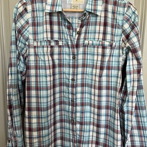Exofficio Women’s BugsAway button up long sleeve shirt.